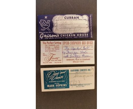 THEATRE, selection of US ticket envelopes, mainly 1940s, many West Coast, inc. San Francisco Opera, Fairmont, Hotel St. Franc