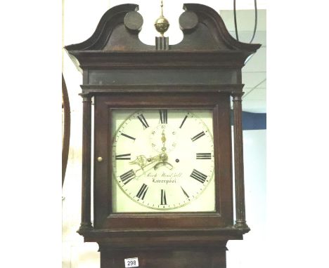 Large mahogany longcase chiming clock with date aperture and secondary seconds dial marked for Liverpool, 120 cm. Not availab