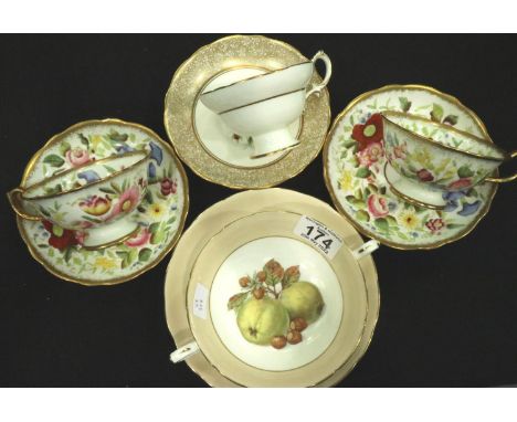 Three Hammersley cups and saucers and a soup coupe and similar saucer. No cracks, chips or visible restoration, all glazing g