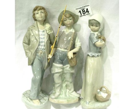 Two Nao and one Lladro figurines, largest H: 20 cm. P&amp;P Group 3 (£25+VAT for the first lot and £5+VAT for subsequent lots