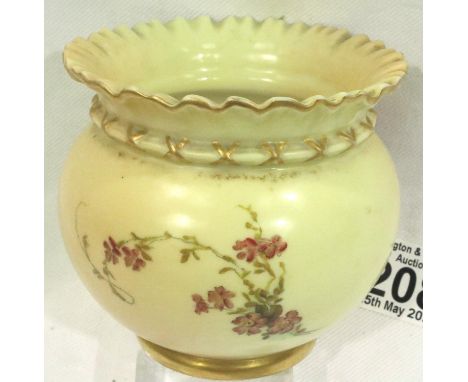 Royal Worcester globular pot with fluted rim, 9 inch. P&amp;P Group 2 (£18+VAT for the first lot and £3+VAT for subsequent lo