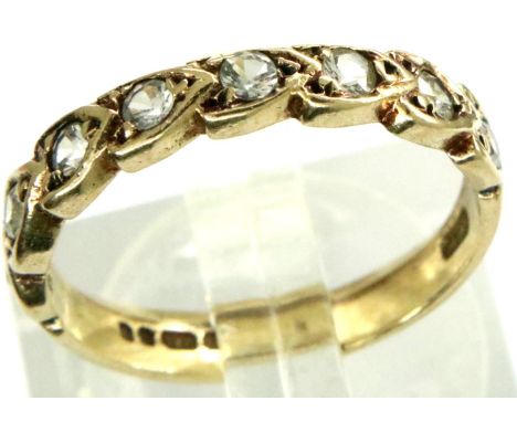 9ct gold and diamond half eternity ring, size M, 1.9g. P&amp;P Group 1 (£14+VAT for the first lot and £1+VAT for subsequent l