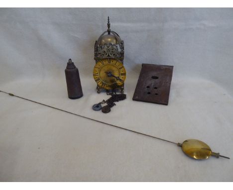 Brass face lantern clock - inscribed Tho. Moore, Ipswich - with bracket