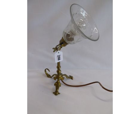 Victorian brass adjustable wall lamp with cut glass shade