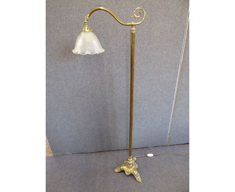 Victorian brass scroll arm floor lamp