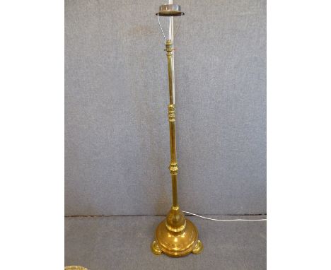Heavy brass 19th/20thC telescopic standard floor lamp