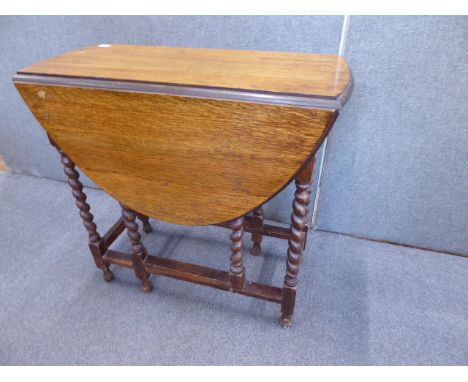 Oak barley twist gate leg table