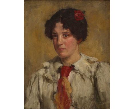 JOHN MCGHIE (SCOTTISH 1867-1952) THE RED NECK-TIE Signed, oil on canvasDimensions:51cm x 41cm (20in x 16in)Provenance:Note: T