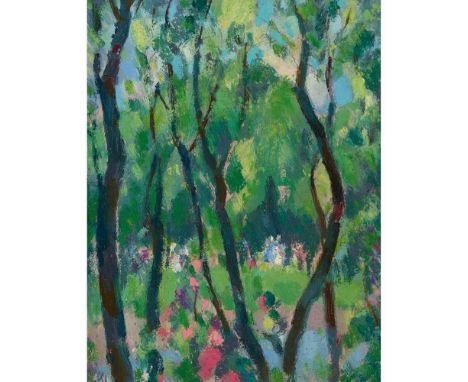 § JOHN DUNCAN FERGUSSON R.B.A. (SCOTTISH 1874-1961) KELVIN VALLEY Signed, titled and dated 1942 verso, oil on boardDimensions