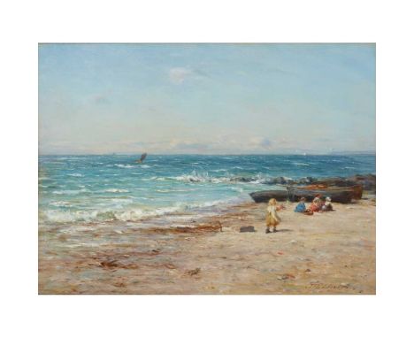 JOSEPH HENDERSON R.S.W. (SCOTTISH 1832-1908) CHILDREN ON AN AYRSHIRE BEACH Signed, oil on canvasDimensions:46cm x 61cm (18in 
