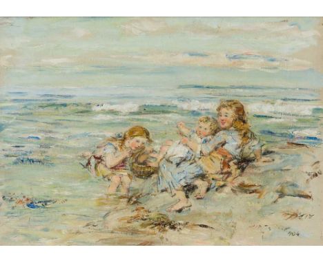 WILLIAM MCTAGGART R.S.A., R.S.W. (SCOTTISH 1835-1910) IDLE MOMENTS Signed and dated 1904, oil on canvasDimensions:34cm x 47cm