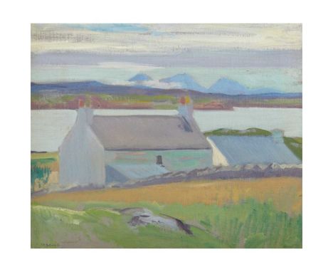 FRANCIS CAMPBELL BOILEAU CADELL R.S.A., R.S.W. (SCOTTISH 1883-1937) AUCHABHAICH CROFT, IONA (NIGHTFALL IONA) Signed, oil on b