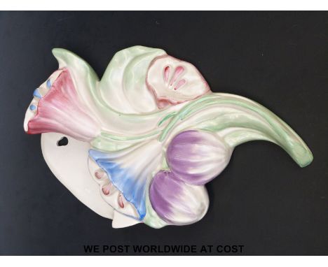 A Clarice Cliff wall pocket in floral bouquet design (27cm) 