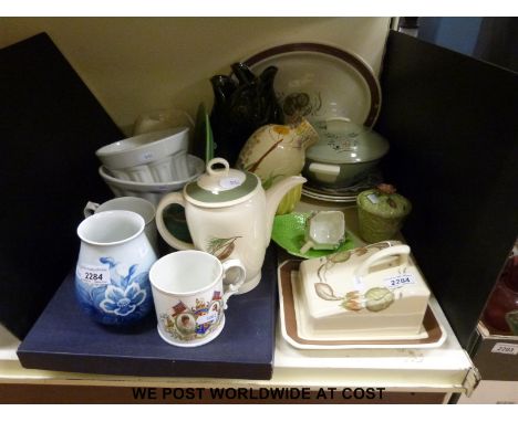 A collection of ceramics including a Susie Cooper coffee pot, Bing and Grondahl vase, Shelley cream jug, Carltonware, and a K