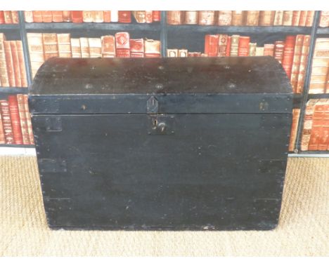 A domed wooden trunk (width 83cm)