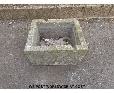 A rectangular natural stone trough (width 53cm, depth 46cm, height 30cm)