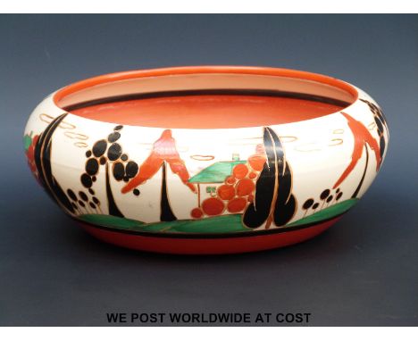 A Clarice Cliff bowl in the Fir Trees pattern (8cm tall, diameter 22cm)