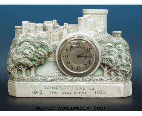 A 1910 Windsor Castle clock, 'Time Well Spent' 1935, 20cm tall