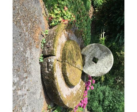 A large stone cider press/mill, (2.5m diameter, 35cm deep), mill stone 110cm diameter x 34cm deep. The cider press will be on