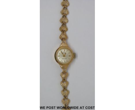 Rotary 9ct gold ladies wristwatch on 9ct gold bracelet (11.4g) 