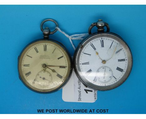 A Victorian hallmarked silver cased H Samuel pocket watch with white enamel dial and subsidiary seconds dial together with a 