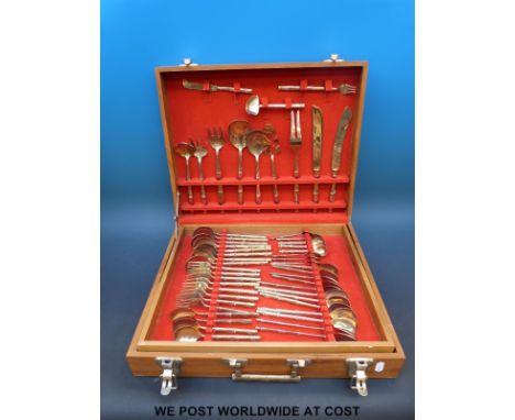A canteen of bronze cutlery of bamboo design 