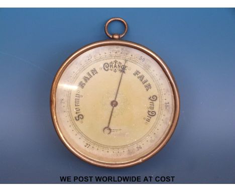 A Short and Mason dial barometer in brass case 