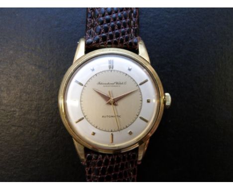 International Watch Company (IWC) 18ct gold gentleman's automatic wristwatch with gold hands and markers on two tone face, on