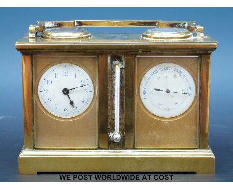 A carriage clock compendium presented to Lord Howard De Walden on his marriage, race horse owner of Slip Anchor, the enamelle