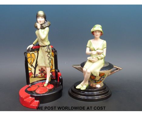 Two Kevin Francis Art Deco style figures, Clarice Cliff Centre Stage 207/800 and The Young Susie Cooper 136/900, both boxed 
