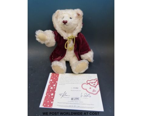 Steiff limited edition 'Christmas Teddy Bear' in musical movement in box with certificate (33cms high)