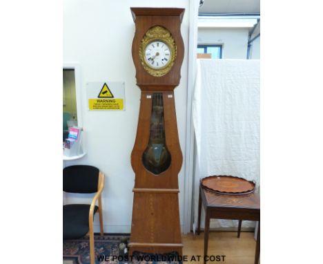 A Comptoise longcase clock circa mid to late 19thC, Cordeau au Dorat to enamel dial, approximately 235cm tall
