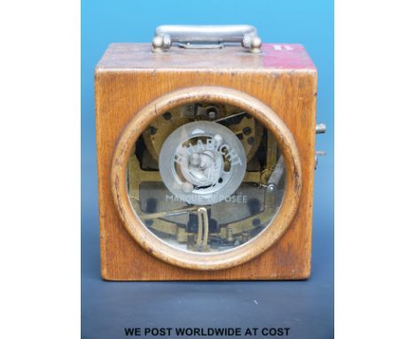 An H.Habicht oak cased pigeon timer clock. 
