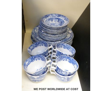 Eight Spode Italian plates and eight cups and saucers. 
