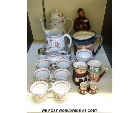 A Wedgwood Kashmar coffee set, Doulton character jug, Beswick, Goebel etc.