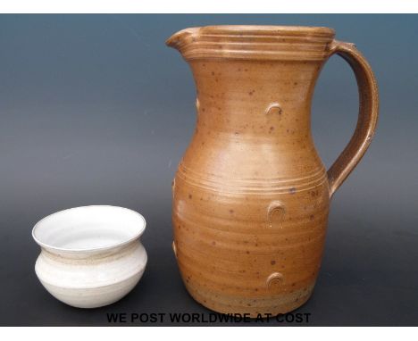 A Ray Finch for Winchcombe studio pottery jug together with a bowl with G.S. intitial 