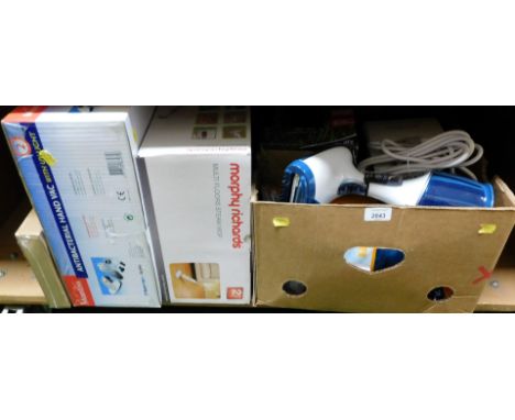 A Morphy Richards multifloor steam mop and antibacterial hand vac, with UV light, together with various other household clean