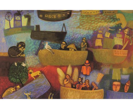 MICHAEL MCVEIGH (Scottish b1957) *ARR*  Tiger Boat  Limited edition print 1/10, signed lower right, 50cm x 60cm, frame 64cm x
