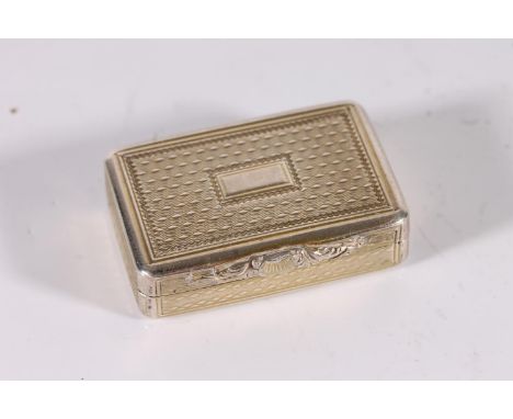 Georgian antique silver vinaigrette of rectangular form with engine turned decoration, gilded interior, by Charles Rawlings, 