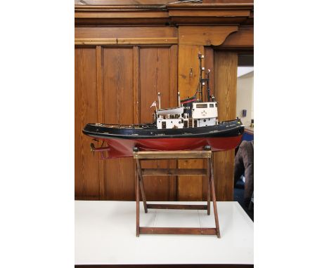 Hand built detailed scale model of the 1962 tug boat 'Sea Trojan' IMO5316466, built for remote control operation, with deck m