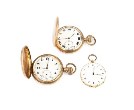 An open face pocket watch, the white enamel dial with Roman numerals, to a key wind movement, the case with engraved decorati