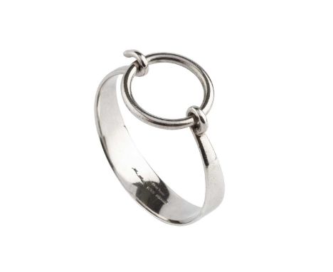 A Danish silver bangle designed by Bent Gabrielsen for Hans Hansen, of tapered design with hoop-shaped clasp, signed and stam