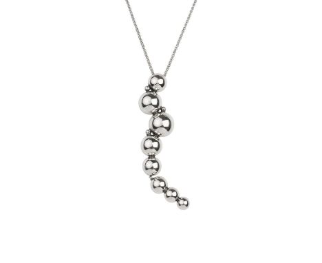 A 'Moonlight Grapes' pendant and earrings suite by Georg Jensen, each designed as a cascade of graduated beads, the pendant s