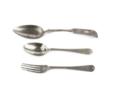 A quantity of assorted silver flatware, to include a Victorian christening fork and spoon by Walter &amp; John Barnard, Londo