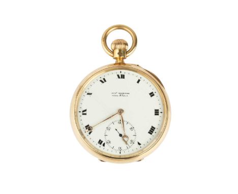 An 18ct gold open face pocket watch by Charles Frodsham, the white enamel dial with Roman numerals and subsidiary seconds dia