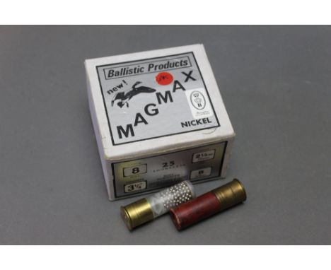 A box of twenty five 8 bore shotgun cartridges, 3 1/4", 70 gram BB shot.  SHOTGUN CERTIFICATE REQUIRED.  WE CANNOT POST AMMUN