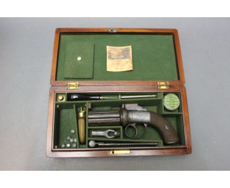 *  Wallas of Wigton a six shot pepperbox pistol, with 2 3/4" barrels, the side of the action marked Wallas Wigton in a case w