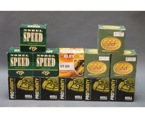 Three hundred 20 bore cartridges, to include Eley, Whole Cartridge Pro 20, Noble, Speed etc.  SHOTGUN CERTIFICATE REQUIRED.  