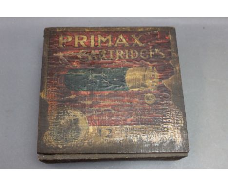 *  A Kynoch Primax wooden cartridge box, for 100 cartridges, containing +/- 100 Eley 16 bore shotgun cartridges, various mode