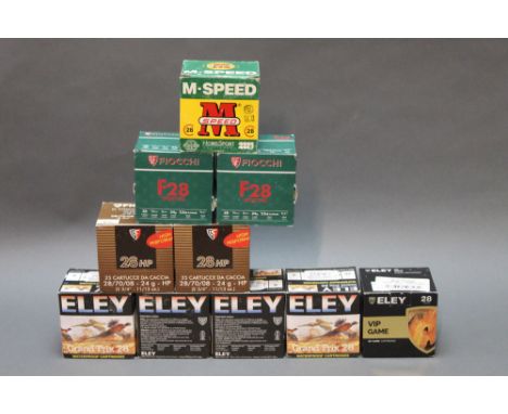 Two hundred and fifty 28 bore shotgun cartridges, to include Eley, Fiocchi etc.  SHOTGUN CERTIFICATE REQUIRED.   WE CANNOT PO